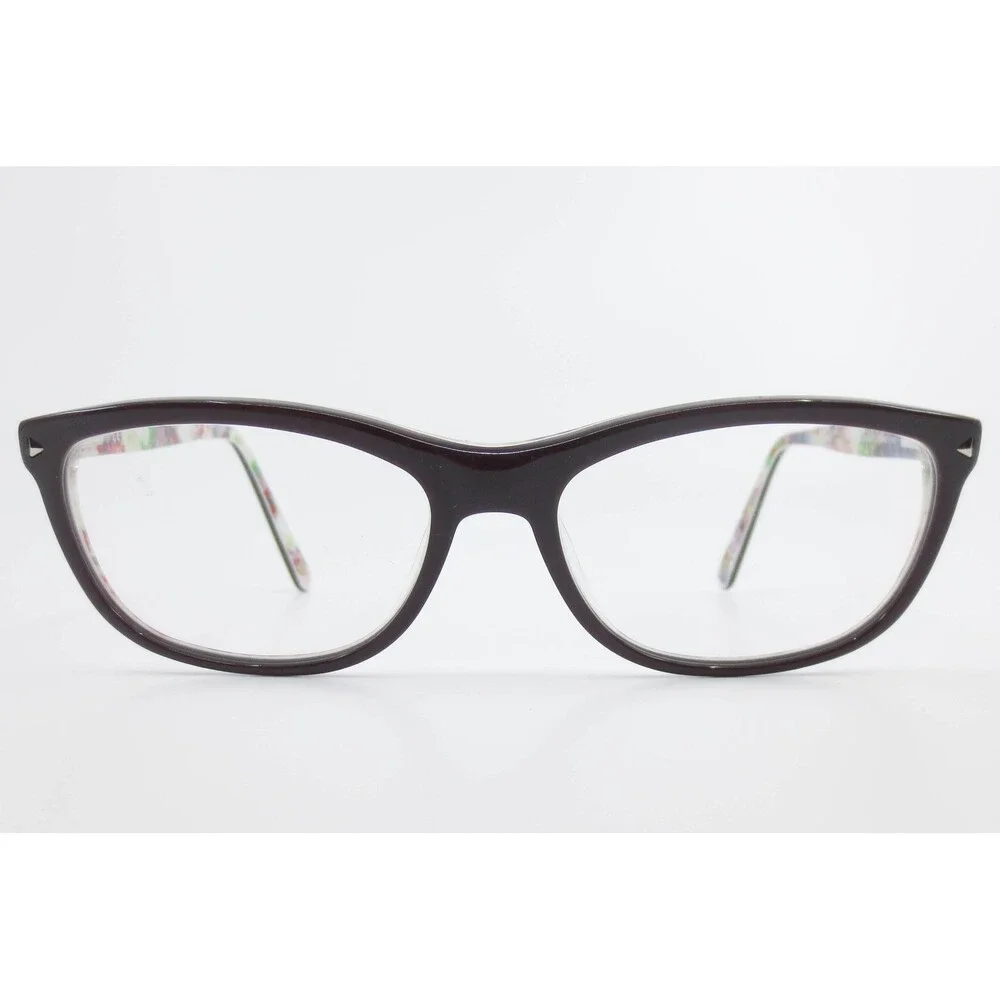 Escada VES 296 0AQ7 Burgundy Floral Cat Eye Eyeglasses Frames Italy 53-16-140